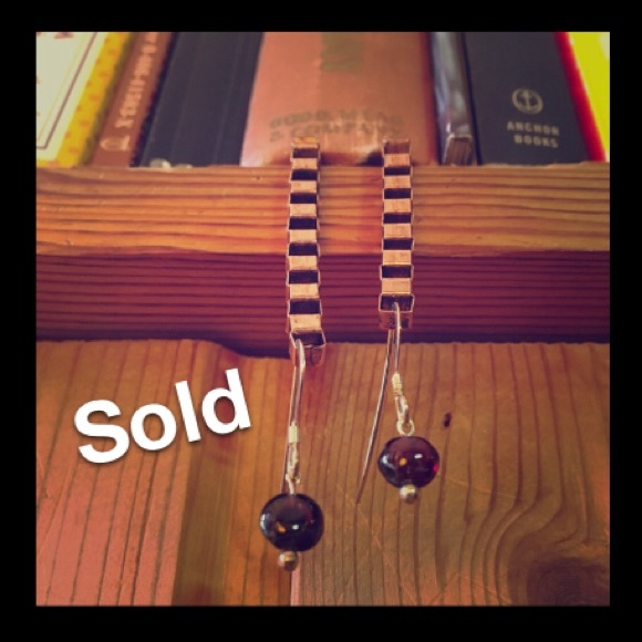 Handmade Jewelry - Handmade Garnet Stone Drop Earrings